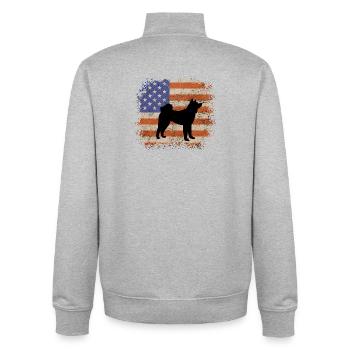 American Akita Silhouette - Bold Dog Breed Graphic - Unisex Organic Zip Sweatshirt by Stanley/Stella - heather grey - Back - AI Model Male 185 light (185cm)