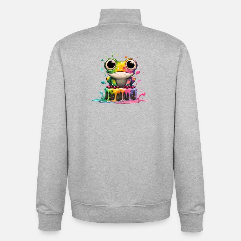 Rainbow Frog Kitchen Magic - Unisex Organic Zip Sweatshirt by Stanley/Stella - heather grey