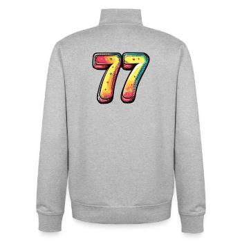 77 Number Multicolored - Unisex Organic Zip Sweatshirt by Stanley/Stella - heather grey - Back - AI Model Male 185 light (185cm)