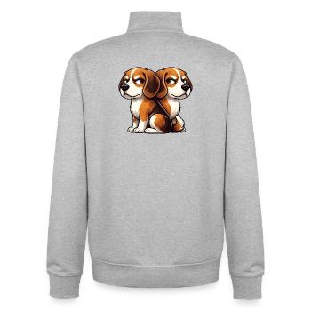 Süßer Beagle Cartoon Freunde Freundschaft Zwilling - Unisex Organic Zip Sweatshirt von Stanley/Stella - Grau meliert - Hinten - AI Model Male 185 light (185cm)