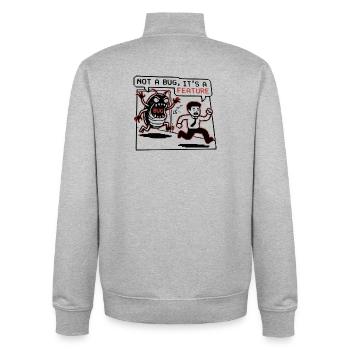 T-shirt drôle de développeur, pas un insecte, tasse à capuche - Sweat zippé unisexe en coton bio Stanley/Stella - gris chiné - Dos - AI Model Male 185 light (185cm)