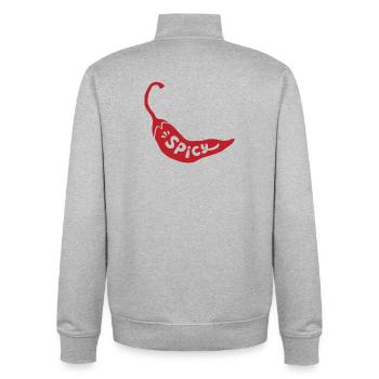 Piment piment épicé minimaliste drôle gourmet - Sweat zippé unisexe en coton bio Stanley/Stella - gris chiné - Dos - AI Model Male 185 light (185cm)