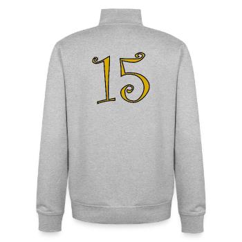 15. 15 YEARS. 15th ANNIVERSARY. 15 YEAR ANNIVERSARY. - Unisex Organic Zip Sweatshirt by Stanley/Stella - heather grey - Back - AI Model Male 185 light (185cm)