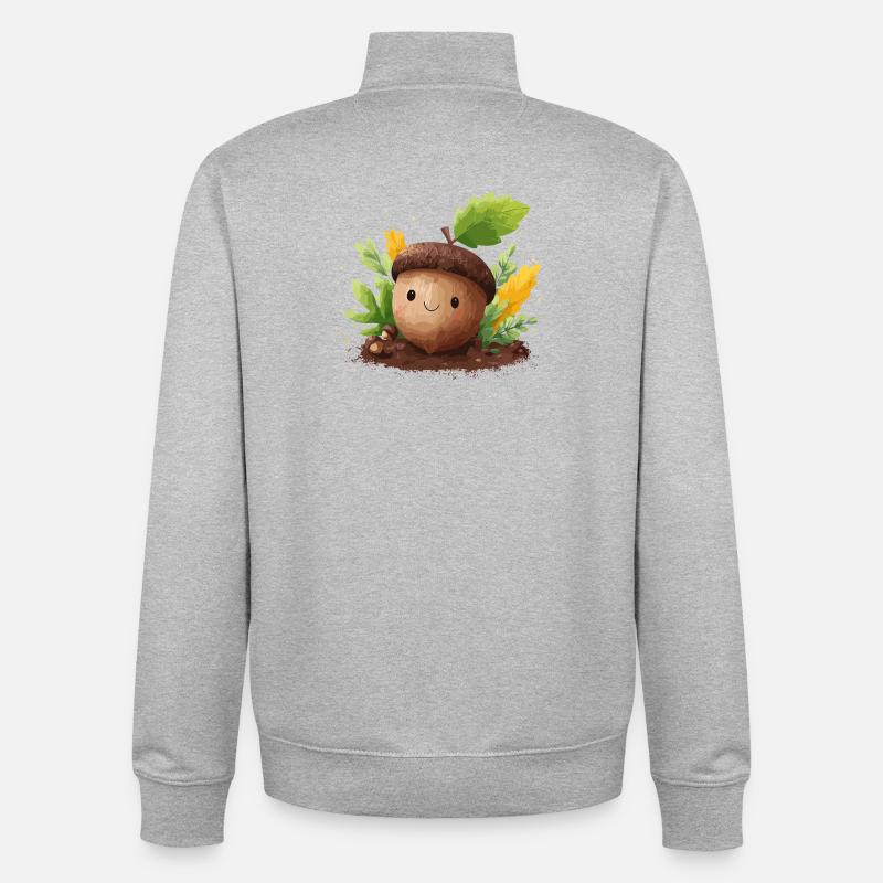 Herbstlicher Eichelfreund Niedlich - Unisex Organic Zip Sweatshirt von Stanley/Stella - Grau meliert