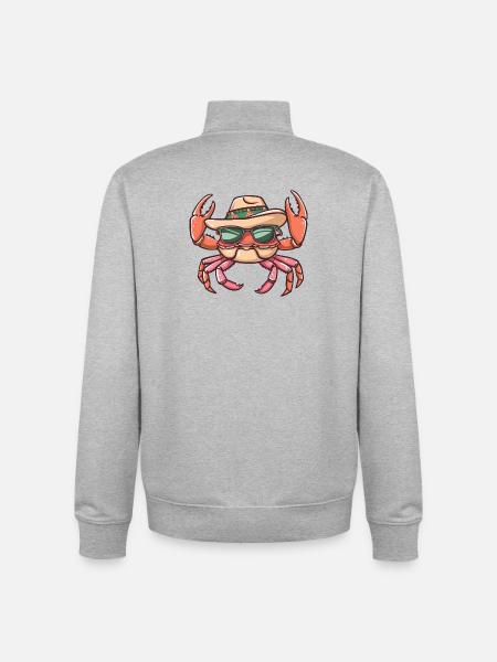 Crab Crab Funny Sombrero - Unisex Organic Zip Sweatshirt by Stanley/Stella - heather grey