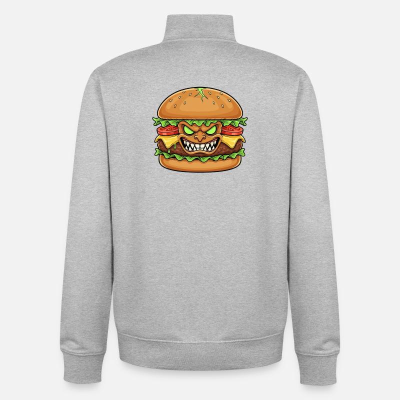 Grim Citizen Demon Cartoon - Unisex Organic Zip Sweatshirt by Stanley/Stella - heather grey
