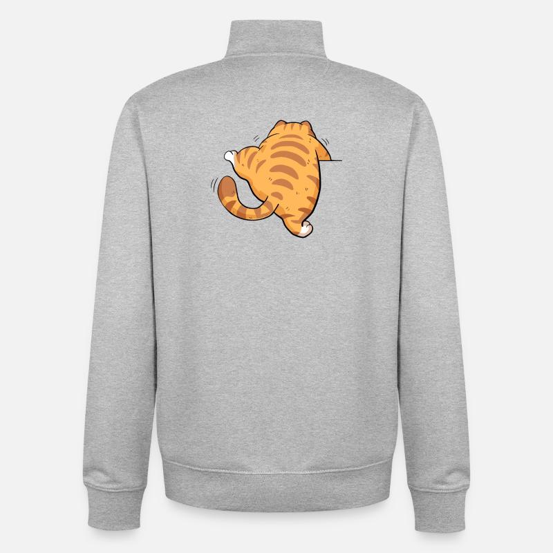 Back view tabby kitten - Unisex Organic Zip Sweatshirt by Stanley/Stella - heather grey