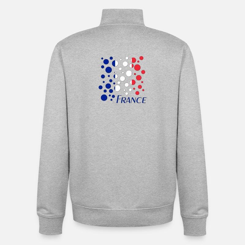 French Circle Dots Pattern - Unisex Organic Zip Sweatshirt by Stanley/Stella - heather grey