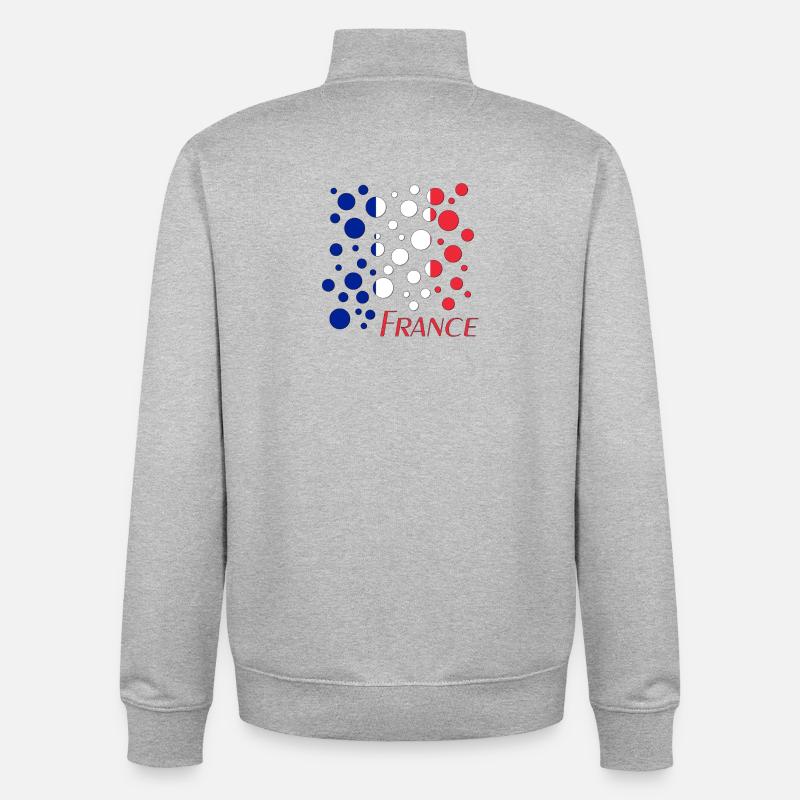France Dot Pattern Flag - Unisex Organic Zip Sweatshirt by Stanley/Stella - heather grey