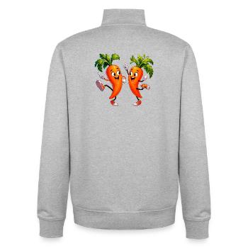 Tanzende Möhren - Unisex Organic Zip Sweatshirt von Stanley/Stella - Grau meliert - Hinten - AI Model Male 185 light (185cm)