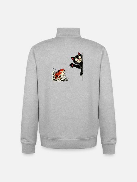 Koi Fische Kois-Karpfen KOI-KATZE Koi - Unisex Organic Zip Sweatshirt von Stanley/Stella - Grau meliert