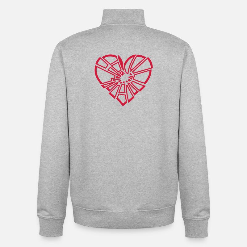 zerbrochenes Herz - Unisex Organic Zip Sweatshirt von Stanley/Stella - Grau meliert