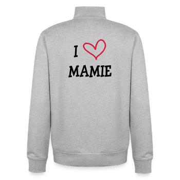 I Love GrandMa - Unisex Organic Zip Sweatshirt von Stanley/Stella - Grau meliert - Hinten - AI Model Male 185 light (185cm)