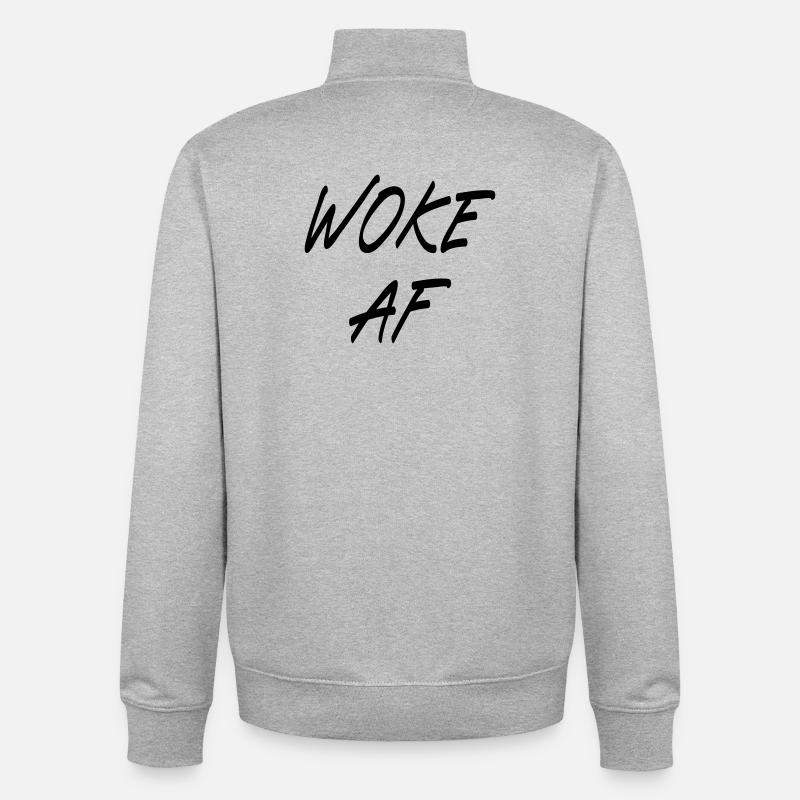 Woke AF - Sweat zippé unisexe en coton bio Stanley/Stella - gris chiné