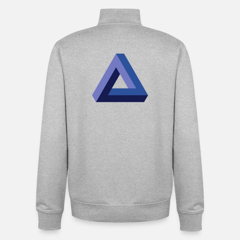 Triangle illusion d'optique - Sweat zippé unisexe en coton bio Stanley/Stella - gris chiné