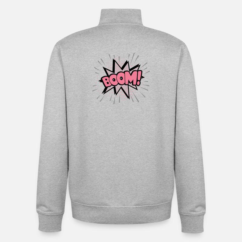 Boum rose - Sweat zippé unisexe en coton bio Stanley/Stella - gris chiné