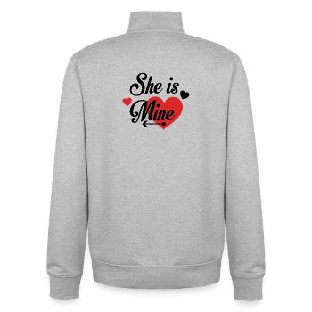 Love Heart with Typographic Feelings - Unisex Organic Zip Sweatshirt by Stanley/Stella - heather grey - Back - AI Model Male 185 light (185cm)