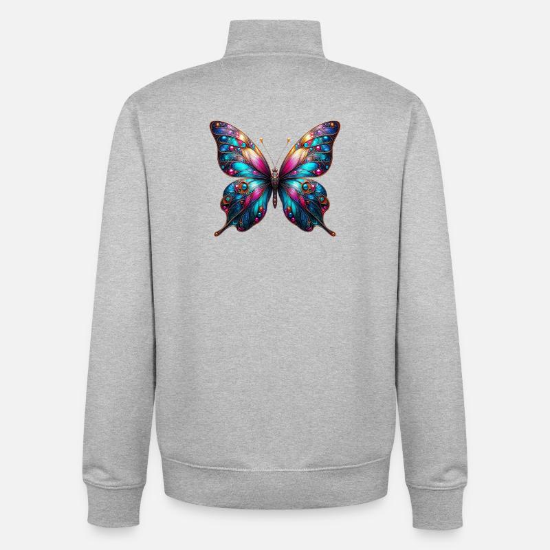 Schmetterling - Unisex Organic Zip Sweatshirt von Stanley/Stella - Grau meliert