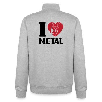 J’adore le métal - Sweat zippé unisexe en coton bio Stanley/Stella - gris chiné - Dos - AI Model Male 185 light (185cm)