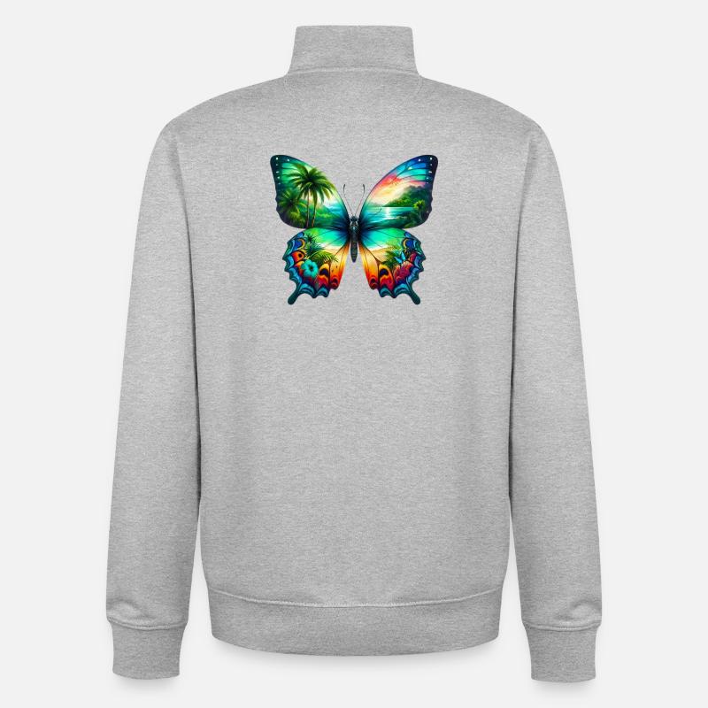 Schmetterling - Unisex Organic Zip Sweatshirt von Stanley/Stella - Grau meliert