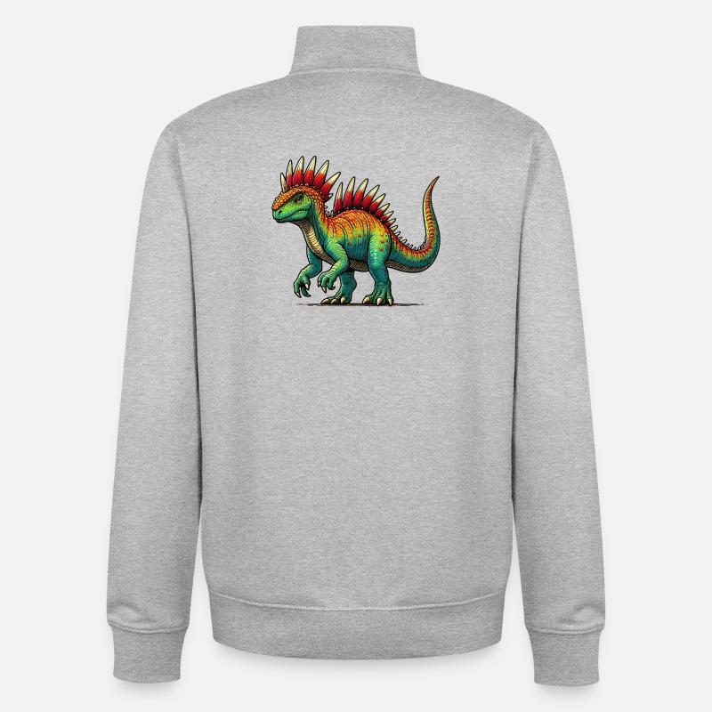 Dinosaur - Unisex Organic Zip Sweatshirt by Stanley/Stella - heather grey
