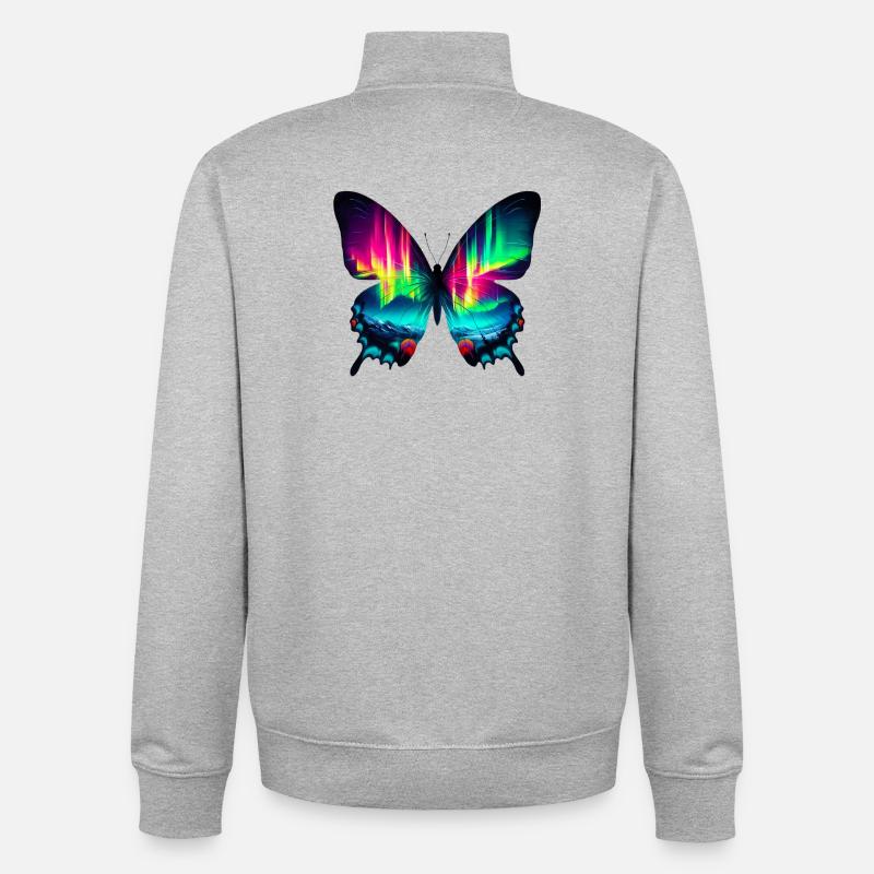 Papillon - Sweat zippé unisexe en coton bio Stanley/Stella - gris chiné