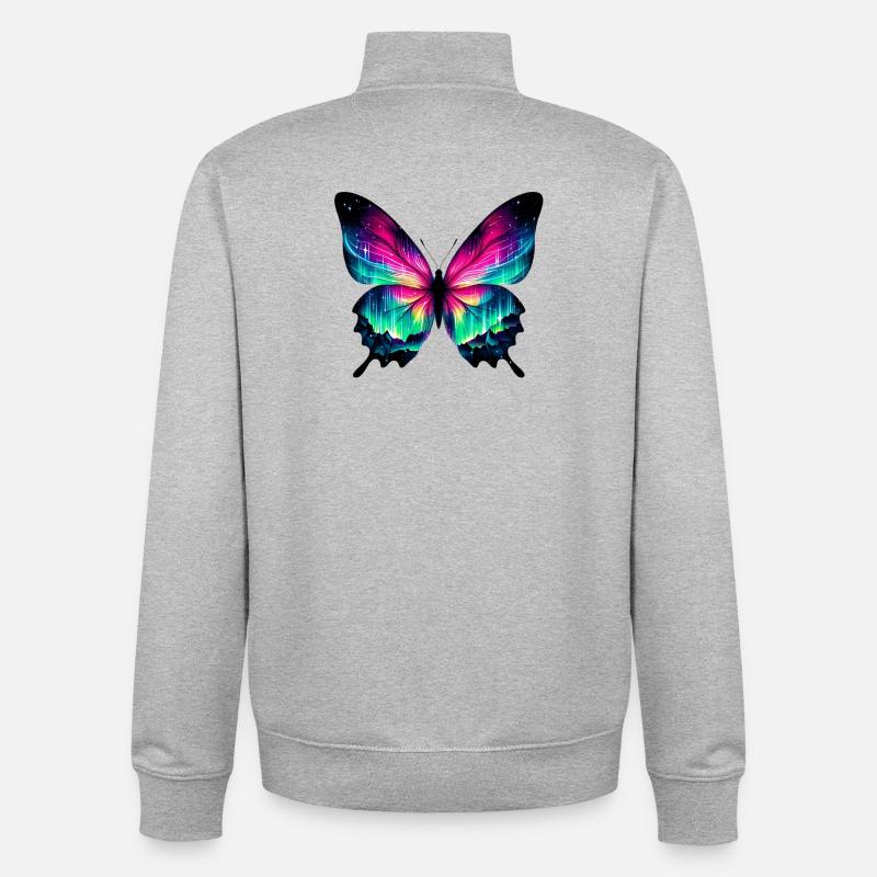 Papillon - Sweat zippé unisexe en coton bio Stanley/Stella - gris chiné