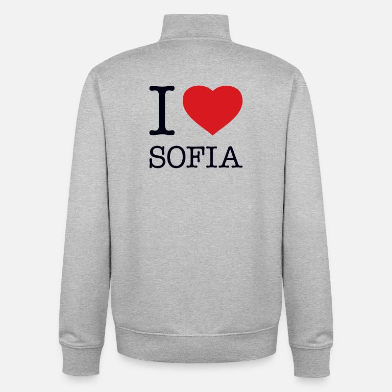 J’ADORE SOFIA - Sweat zippé unisexe en coton bio Stanley/Stella - gris chiné