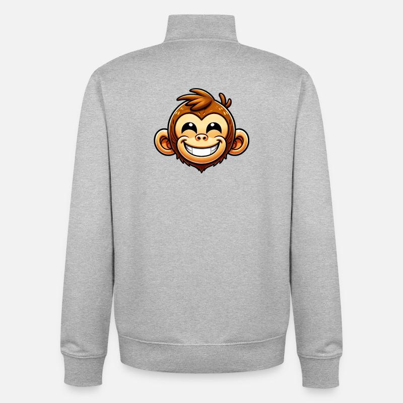 Monkey - Unisex Organic Zip Sweatshirt by Stanley/Stella - heather grey