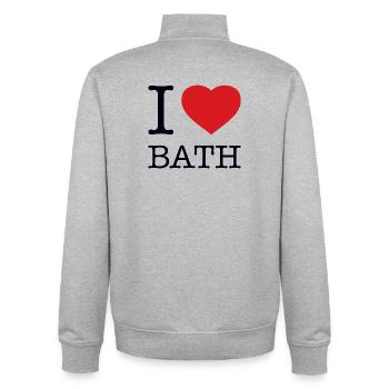 I LOVE BATH - Unisex Organic Zip Sweatshirt by Stanley/Stella - heather grey - Back - AI Model Male 185 light (185cm)