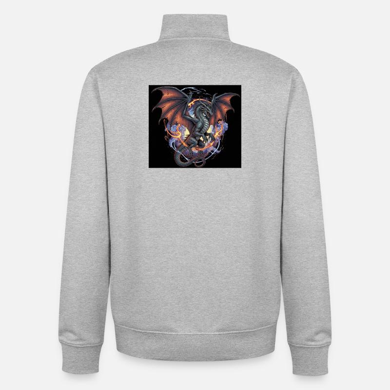 Drachenkampf mit Feuerhimmel - Unisex Organic Zip Sweatshirt von Stanley/Stella - Grau meliert