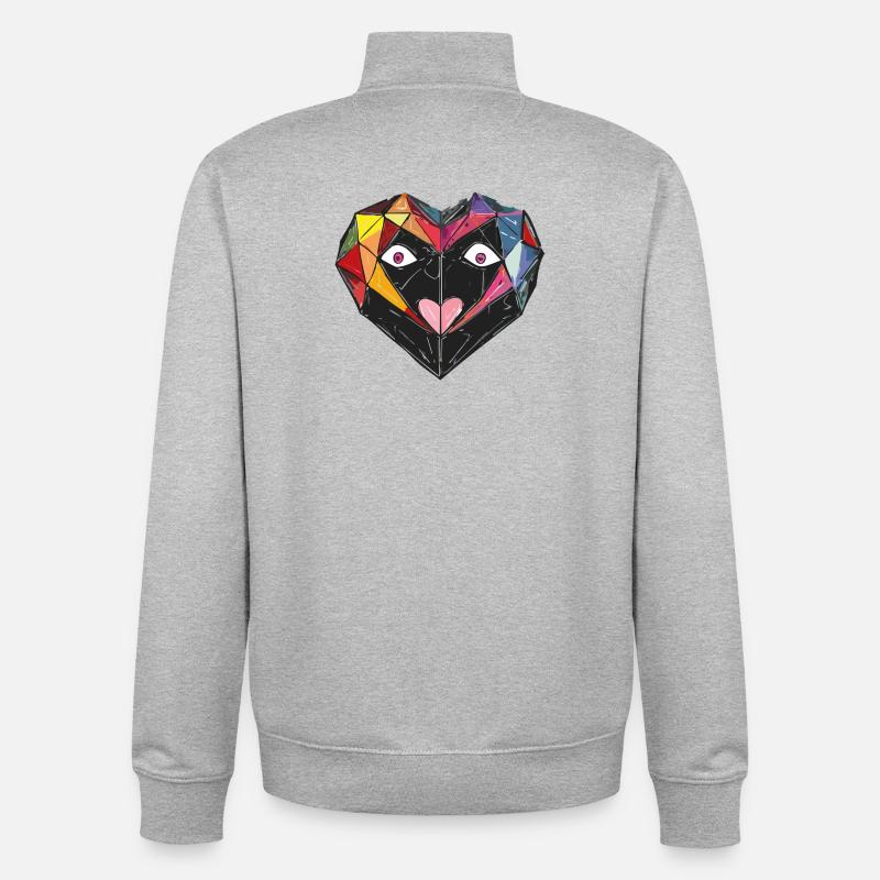 Herz_4 - Sweat zippé unisexe en coton bio Stanley/Stella - gris chiné