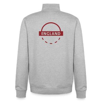Emblème de l’Angleterre Round de couleur rouge - Sweat zippé unisexe en coton bio Stanley/Stella - gris chiné - Dos - AI Model Male 185 light (185cm)