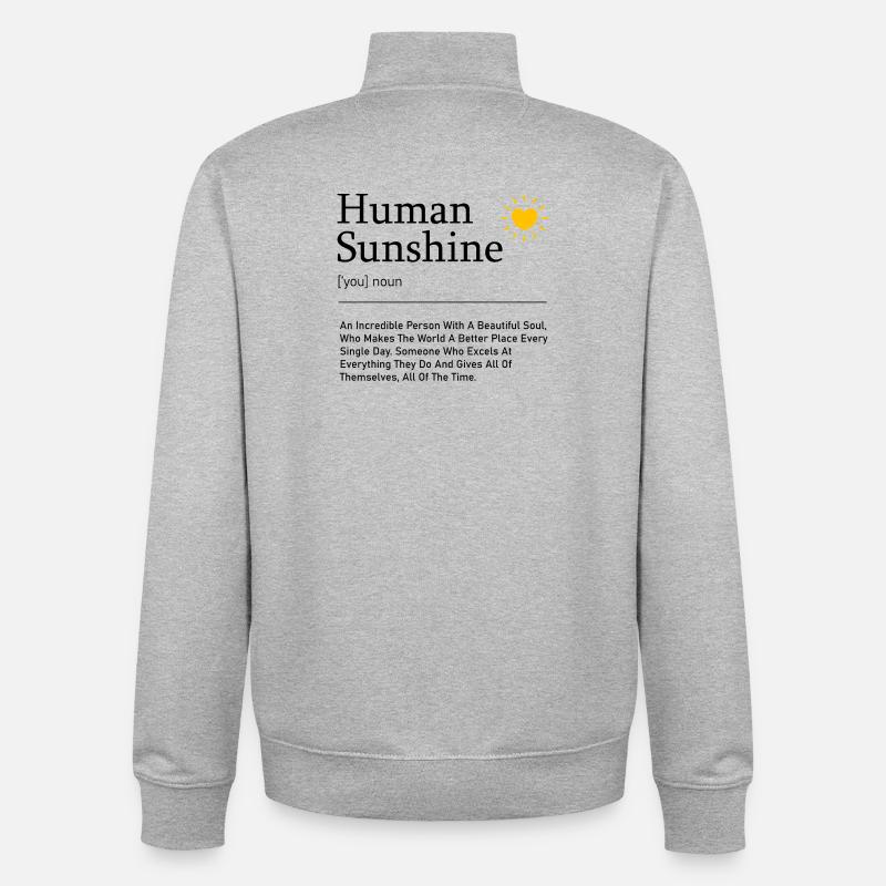Soleil humain définition appréciation cadeau dire - Sweat zippé unisexe en coton bio Stanley/Stella - gris chiné