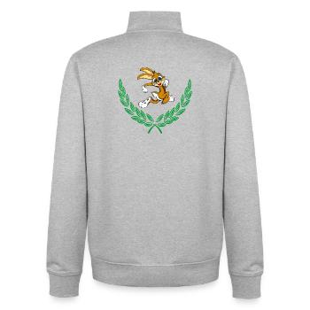 Süßes Kaninchen im grünen Lorbeerkranz - Unisex Organic Zip Sweatshirt von Stanley/Stella - Grau meliert - Hinten - AI Model Male 185 light (185cm)