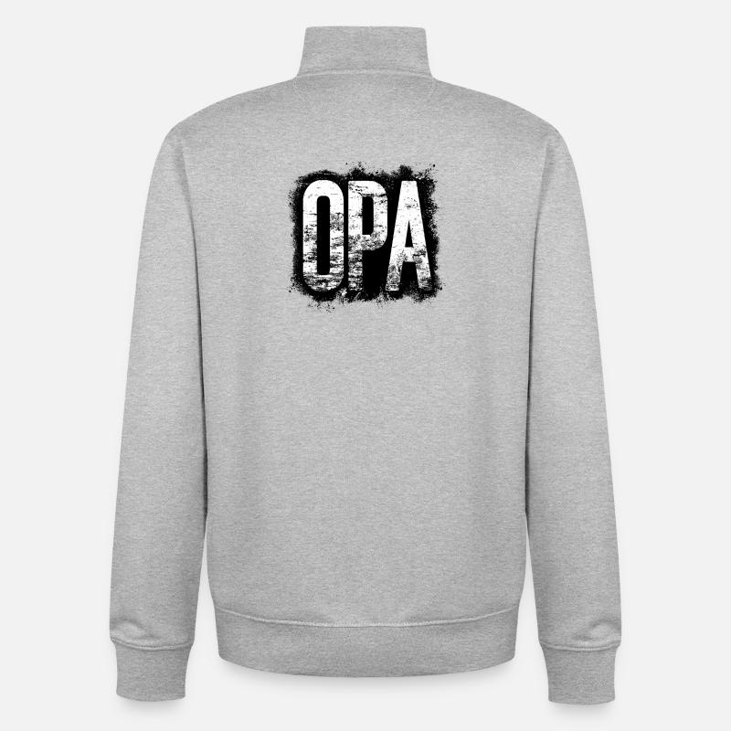 OPA Großvater Geschenkidee - Unisex Organic Zip Sweatshirt von Stanley/Stella - Grau meliert