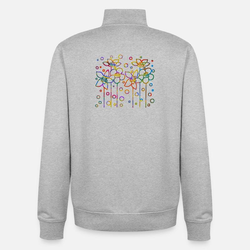 Fleur - Sweat zippé unisexe en coton bio Stanley/Stella - gris chiné