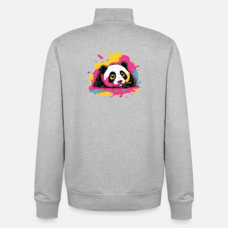 Panda Farbsplash - Unisex Organic Zip Sweatshirt von Stanley/Stella - Grau meliert