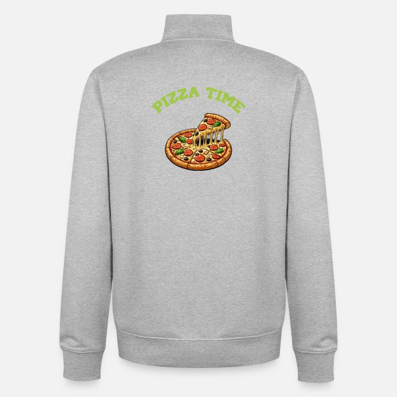 Pizza Time - Sweat zippé unisexe en coton bio Stanley/Stella - gris chiné