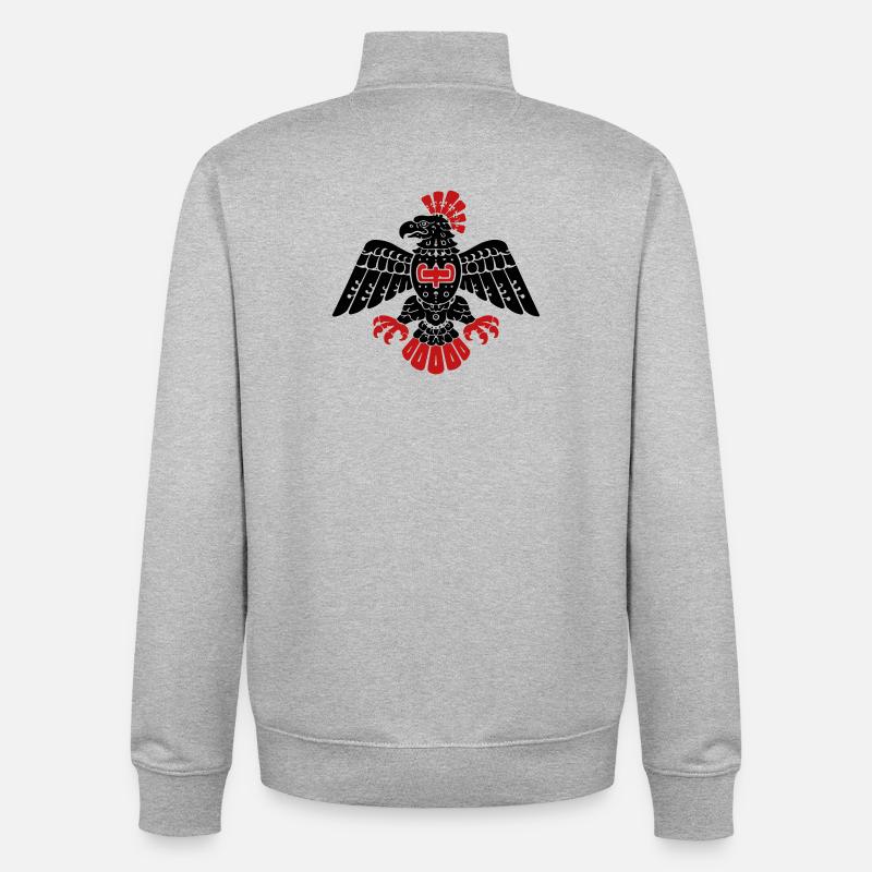 Aztec Eagle Totem Pattern - Unisex Organic Zip Sweatshirt by Stanley/Stella - heather grey
