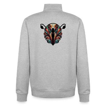Femelle fertile - Sweat zippé unisexe en coton bio Stanley/Stella - gris chiné - Dos - AI Model Male 185 light (185cm)