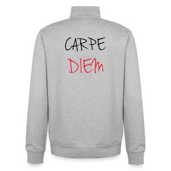 carpe_diem_nhy_5 - Unisex Organic Zip Sweatshirt by Stanley/Stella - heather grey - Back - AI Model Male 185 light (185cm)