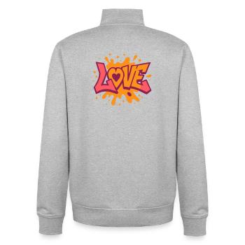 Amour - Cœur - Saint Valentin - Mariage - Sweat zippé unisexe en coton bio Stanley/Stella - gris chiné - Dos - AI Model Male 185 light (185cm)