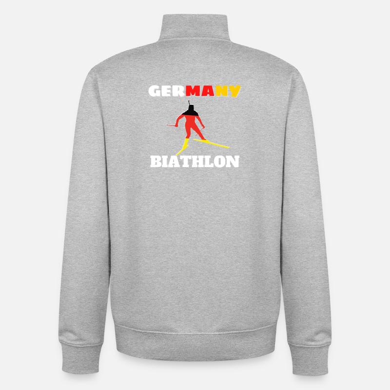 Biathleten-Silhouette mit deutscher Flagge - Unisex Organic Zip Sweatshirt von Stanley/Stella - Grau meliert