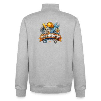 Maschinenbau: Zahnräder und Werkzeuge - Unisex Organic Zip Sweatshirt von Stanley/Stella - Grau meliert - Hinten - AI Model Male 185 light (185cm)