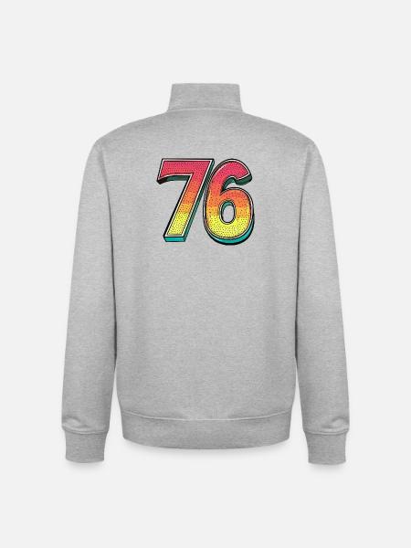 76 Zahl Bunt - Unisex Organic Zip Sweatshirt von Stanley/Stella - Grau meliert