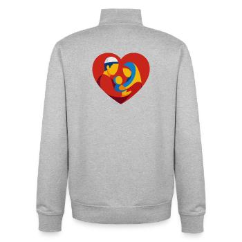 Colorful Muslim Family in Heart - Unisex Organic Zip Sweatshirt by Stanley/Stella - heather grey - Back - AI Model Male 185 light (185cm)