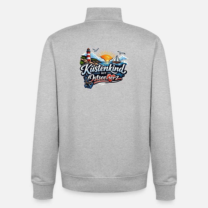 Küstenkind Ostseeherz Design - Unisex Organic Zip Sweatshirt von Stanley/Stella - Grau meliert