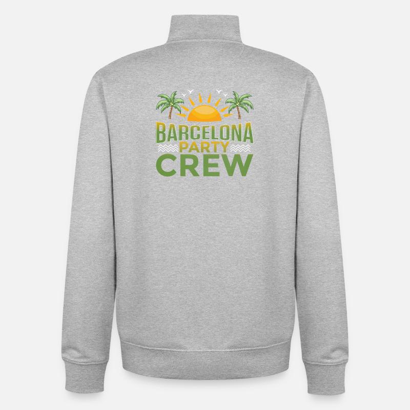 Barcelone Party Crew - Sweat zippé unisexe en coton bio Stanley/Stella - gris chiné
