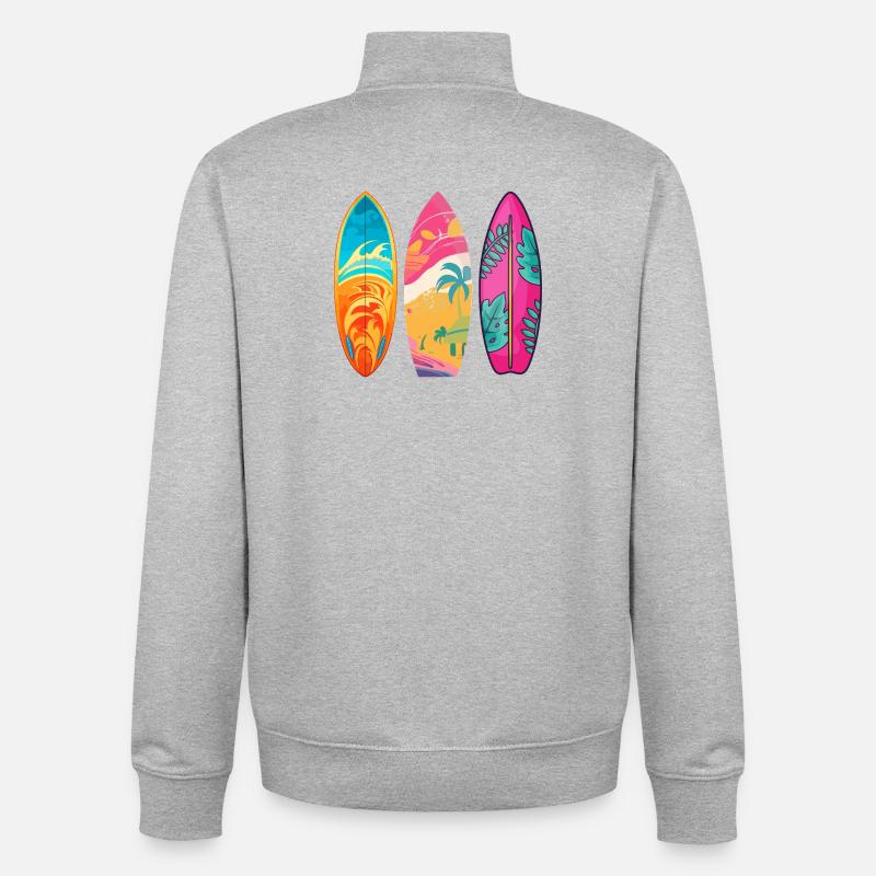 Surf Tropic Buntes Triptychon - Unisex Organic Zip Sweatshirt von Stanley/Stella - Grau meliert